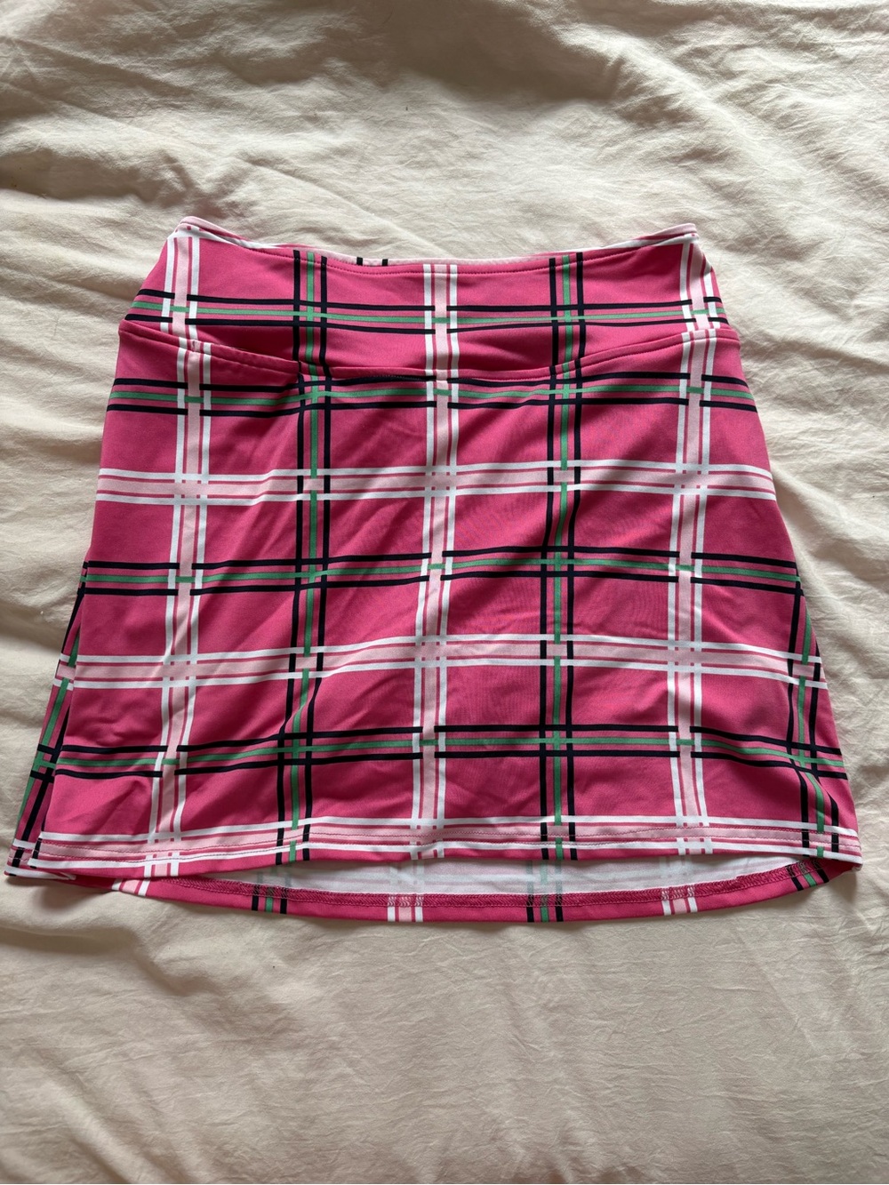 Pink Plaid Mini Skirt - Women's Stretch Plaid Skirt